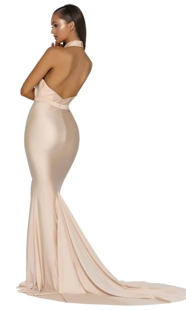 Portia And Scarlett - PS5007 Ruched Halter Evening Dress 8 Portia And Scarlett - PS5007 Ruched Halter Evening Dress