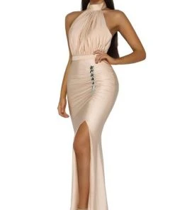 Portia And Scarlett - PS5007 Ruched Halter Evening Dress 17 Portia And Scarlett - PS5007 Ruched Halter Evening Dress