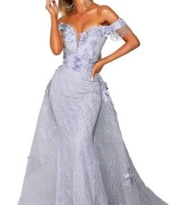 Portia And Scarlett - PS6001S Off Shoulder Overskirt Prom Gown