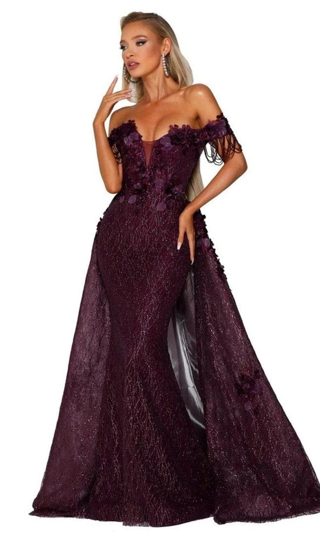 Portia And Scarlett - PS6001S Off Shoulder Overskirt Prom Gown 8 Portia And Scarlett - PS6001S Off Shoulder Overskirt Prom Gown