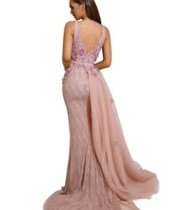 Portia And Scarlett - PS6014 Glitter Gown With Tulle Overskirt