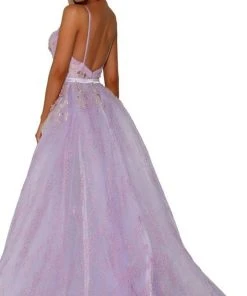 Portia And Scarlett - PS6016S Embroidered V-Neck Dress With Overskirt