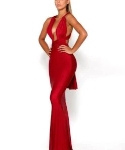 Portia And Scarlett PS6110 - Plunging Neck Sheath Formal Dress