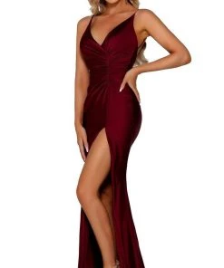 Portia And Scarlett - PS6322 Sleeveless V Neck High Slit Evening Dress