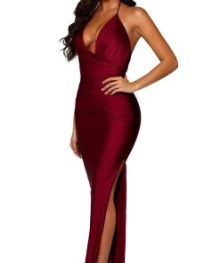 Portia And Scarlett - PS6395 Plunging Neck String Back Evening Dress