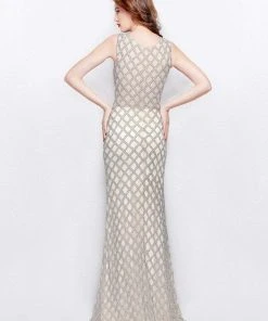 Primavera Couture - 1992 Sleeveless Illusion Jewel Sheath Dress