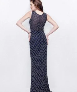 Primavera Couture - 1992 Sleeveless Illusion Jewel Sheath Dress