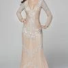 Primavera Couture - 3365 Embellished Long Sleeve V-neck Sheath Dress
