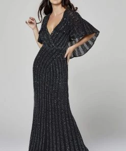 Primavera Couture - 3366 Embellished Plunging V-neck Sheath Dress