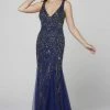 Primavera Couture - 3423 Sequined V-Neck Trumpet Dress 2 Primavera Couture - 3423 Sequined V-Neck Trumpet Dress