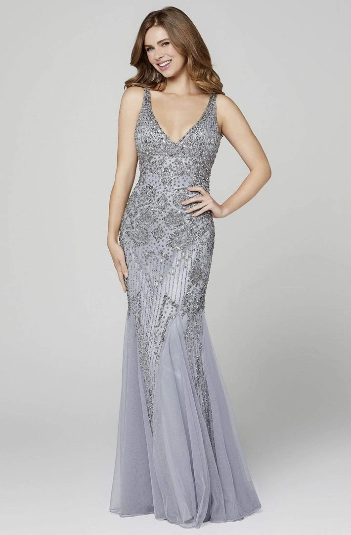 Primavera Couture - 3423 Sequined V-Neck Trumpet Dress 6 Primavera Couture - 3423 Sequined V-Neck Trumpet Dress