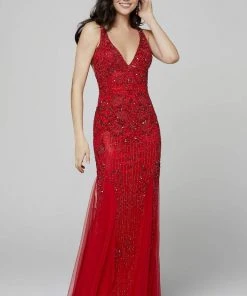 Primavera Couture - 3423 Sequined V-Neck Trumpet Dress 17 Primavera Couture - 3423 Sequined V-Neck Trumpet Dress