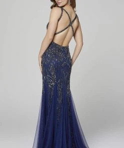 Primavera Couture - 3423 Sequined V-Neck Trumpet Dress 12 Primavera Couture - 3423 Sequined V-Neck Trumpet Dress