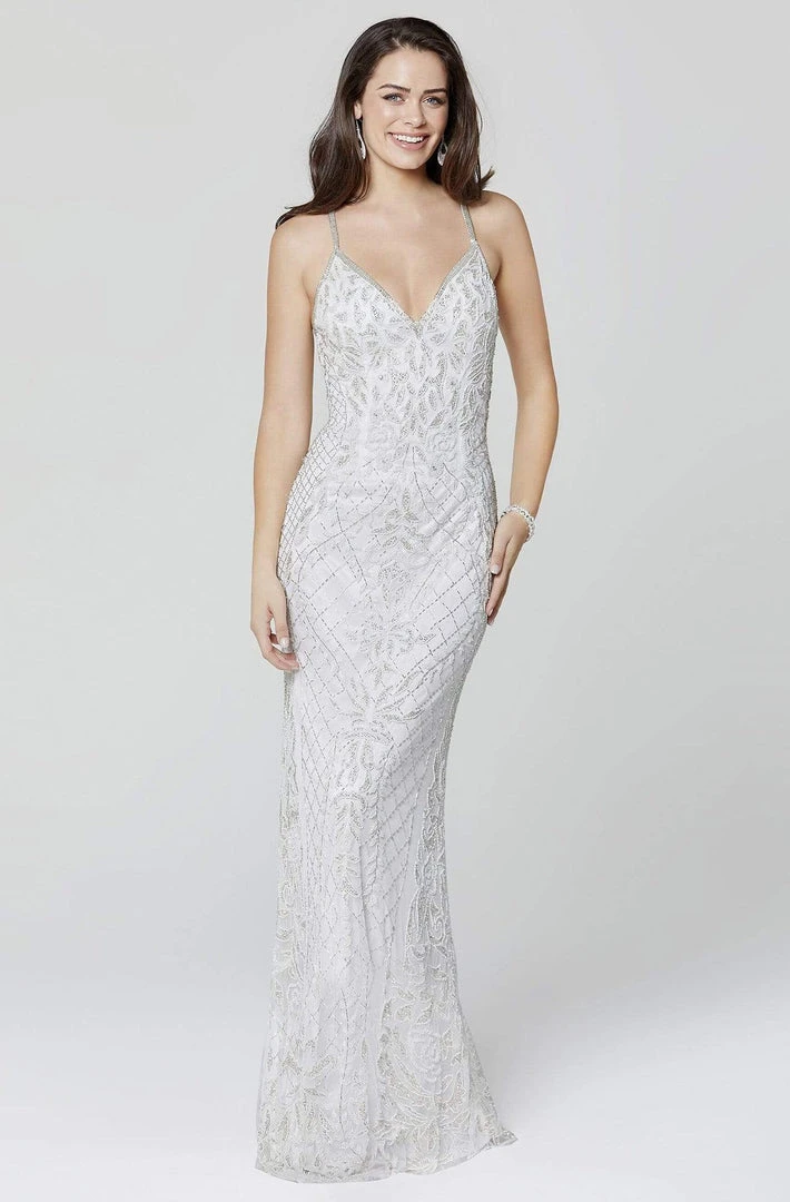 Primavera Couture - 3428 Beaded V-Neck Sheath Dress 3 Primavera Couture - 3428 Beaded V-Neck Sheath Dress