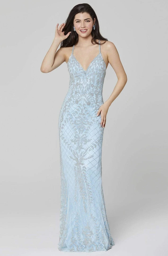 Primavera Couture - 3428 Beaded V-Neck Sheath Dress 6 Primavera Couture - 3428 Beaded V-Neck Sheath Dress