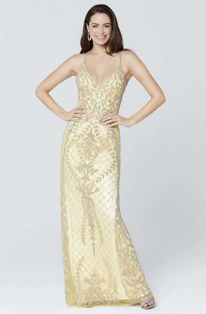 Primavera Couture - 3428 Beaded V-Neck Sheath Dress 9 Primavera Couture - 3428 Beaded V-Neck Sheath Dress