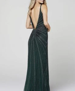 Primavera Couture - 3459 Beaded Plunging V-neck Sheath Dress