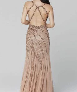 Primavera Couture - 3476 Strappy Bejeweled High Slit Dress