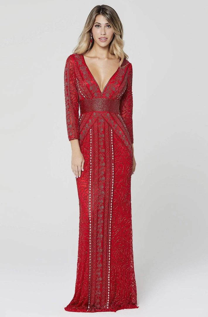 Primavera Couture - 3494 Long Sleeve Beaded Long Dress 3 Primavera Couture - 3494 Long Sleeve Beaded Long Dress