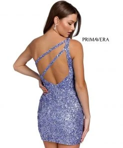 Primavera Couture - 3573 One Shoulder Sequined Fitted Cocktail Dress 45 Primavera Couture - 3573 One Shoulder Sequined Fitted Cocktail Dress