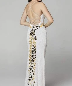 Primavera Couture - 3616 Fully Beaded Cut-Glass Accent Evening Dress 42 Primavera Couture - 3616 Fully Beaded Cut-Glass Accent Evening Dress