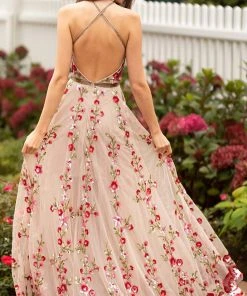 Primavera Couture - 3639 Floral Sequin A-Line High Low Dress