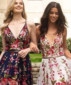 Primavera Couture - 3639 Floral Sequin A-Line High Low Dress