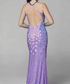 Primavera Couture - 3642 Sequin Halter Dress With Slit 12 Primavera Couture - 3642 Sequin Halter Dress With Slit