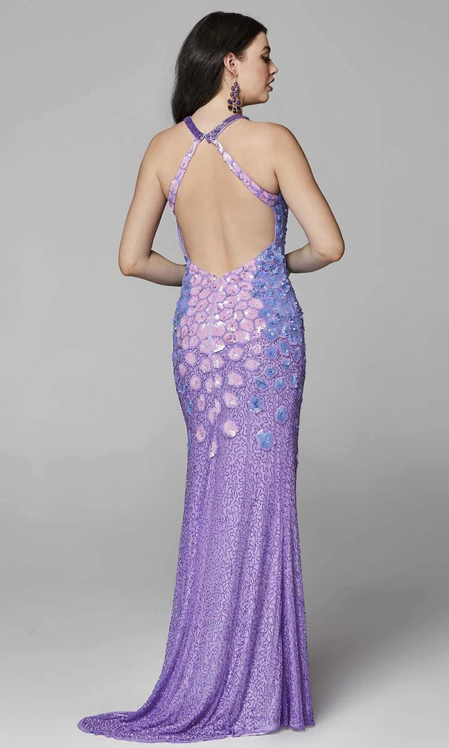 Primavera Couture - 3642 Sequin Halter Dress With Slit 7 Primavera Couture - 3642 Sequin Halter Dress With Slit