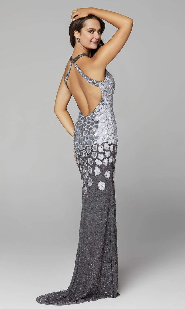 Primavera Couture - 3642 Sequin Halter Dress With Slit 4 Primavera Couture - 3642 Sequin Halter Dress With Slit