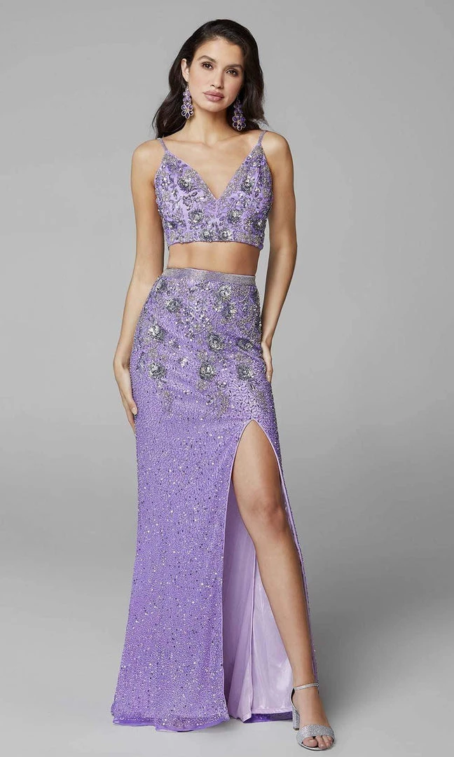 Primavera Couture - 3647 Two Piece Plunging V Neck Dress 9 Primavera Couture - 3647 Two Piece Plunging V Neck Dress