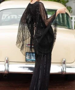 Primavera Couture - 3672 Sequined Long Bell Sleeve Sheath Dress 23 Primavera Couture - 3672 Sequined Long Bell Sleeve Sheath Dress