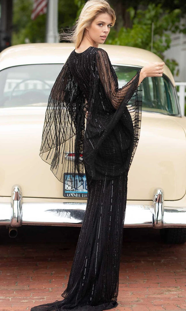 Primavera Couture - 3672 Sequined Long Bell Sleeve Sheath Dress 13 Primavera Couture - 3672 Sequined Long Bell Sleeve Sheath Dress