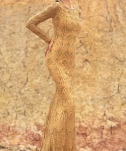 Primavera Couture - 3678 Beaded Scoop Evening Dress