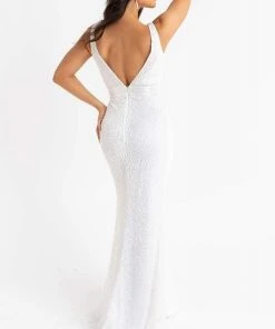 Primavera Couture - 3723 V-Neck Floral Pattern Beaded Gown 31 Primavera Couture - 3723 V-Neck Floral Pattern Beaded Gown