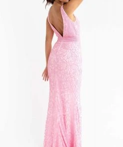 Primavera Couture - 3723 V-Neck Floral Pattern Beaded Gown 37 Primavera Couture - 3723 V-Neck Floral Pattern Beaded Gown