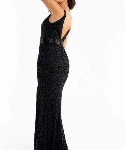 Primavera Couture - 3723 V-Neck Floral Pattern Beaded Gown 21 Primavera Couture - 3723 V-Neck Floral Pattern Beaded Gown