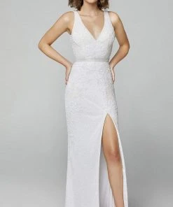Primavera Couture - 3725 Beaded Sleeveless V-Neck Long Gown