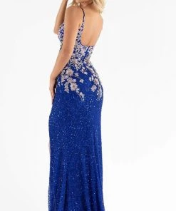 Primavera Couture - 3730 Beaded Plunging V-Neck Gown