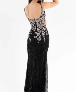 Primavera Couture - 3730 Beaded Plunging V-Neck Gown