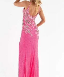 Primavera Couture - 3730 Beaded Plunging V-Neck Gown