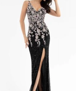 Primavera Couture - 3730 Beaded Plunging V-Neck Gown