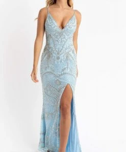 Primavera Couture - 3733 Beaded Sleeveless V-Neck Long Gown 35 Primavera Couture - 3733 Beaded Sleeveless V-Neck Long Gown