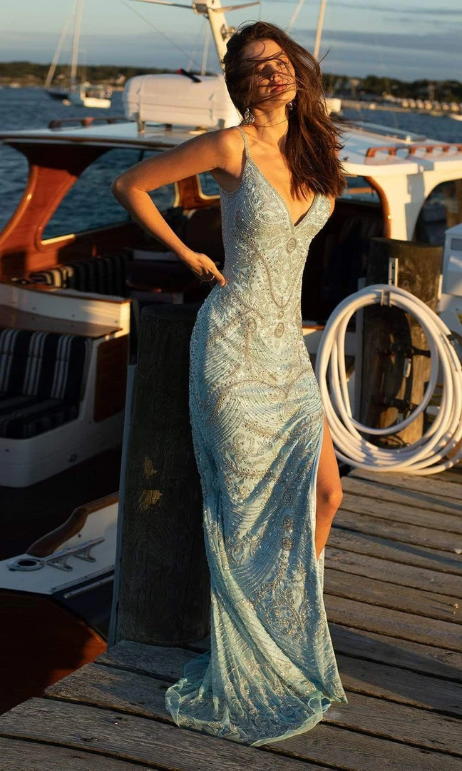 Primavera Couture - 3733 Beaded Sleeveless V-Neck Long Gown 20 Primavera Couture - 3733 Beaded Sleeveless V-Neck Long Gown