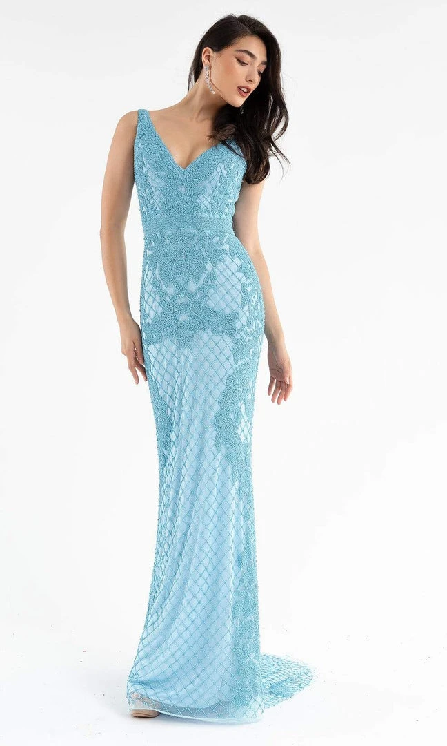 Primavera Couture - 3741 V-Neck Beaded Lace Long Gown 6 Primavera Couture - 3741 V-Neck Beaded Lace Long Gown
