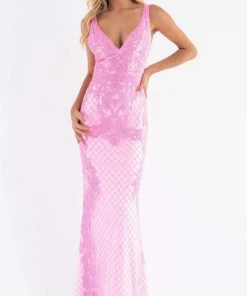 Primavera Couture - 3741 V-Neck Beaded Lace Long Gown 55 Primavera Couture - 3741 V-Neck Beaded Lace Long Gown