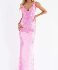 Primavera Couture - 3741 V-Neck Beaded Lace Long Gown 57 Primavera Couture - 3741 V-Neck Beaded Lace Long Gown