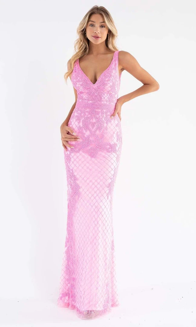 Primavera Couture - 3741 V-Neck Beaded Lace Long Gown 28 Primavera Couture - 3741 V-Neck Beaded Lace Long Gown