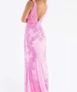 Primavera Couture - 3741 V-Neck Beaded Lace Long Gown 56 Primavera Couture - 3741 V-Neck Beaded Lace Long Gown