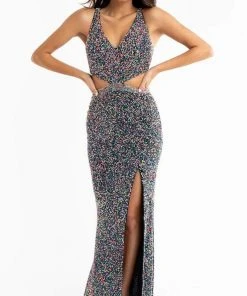 Primavera Couture - 3744 V-Neck Multiple Straps Long Gown